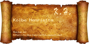Kolbe Henrietta névjegykártya